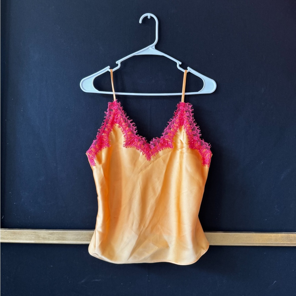cupcakes & cashmere Lace Trim Chemise - Pink and Orange